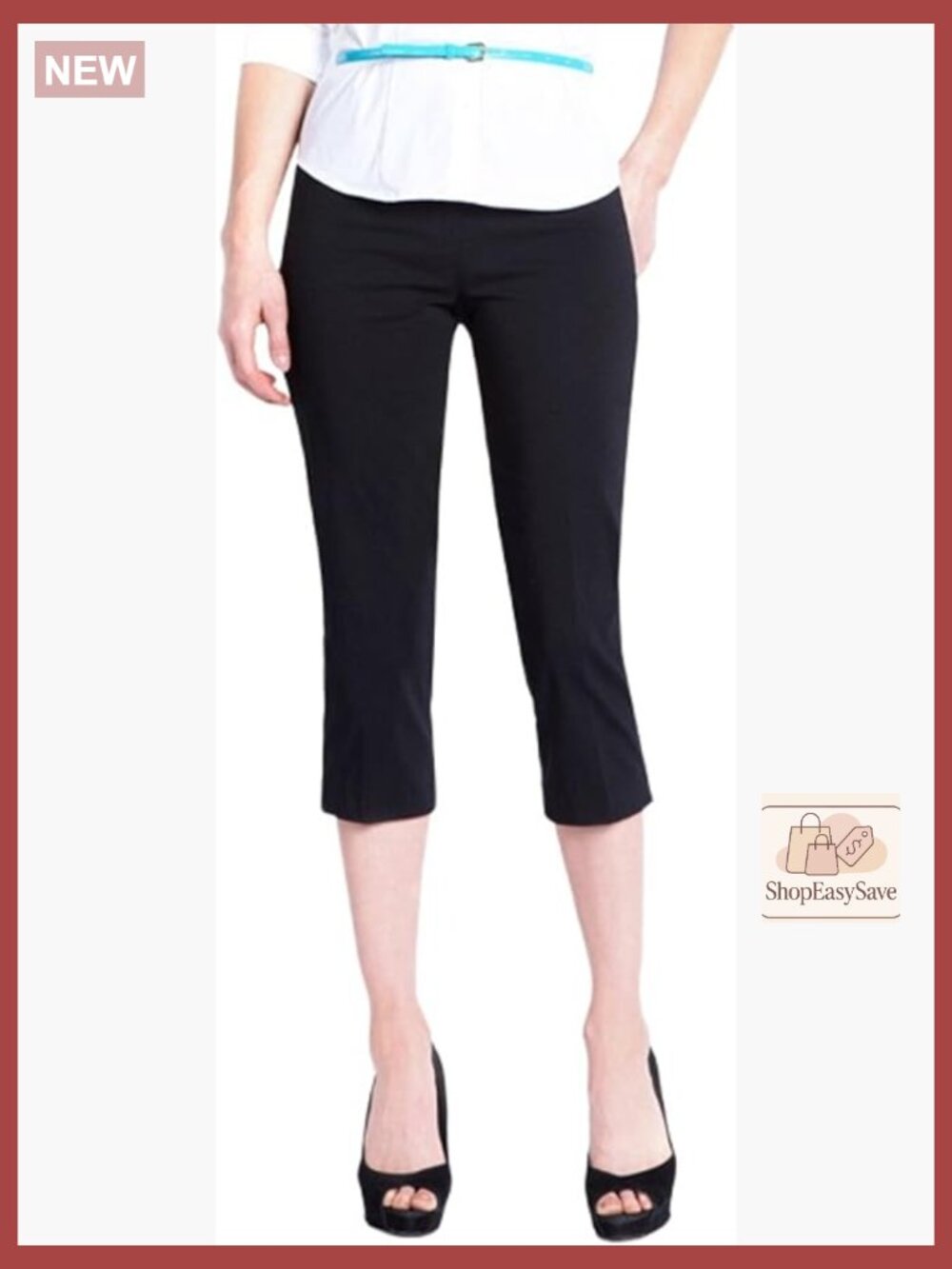 Wide Band Pull on Straight Leg Capri Tummy Control Casual Y2K Chic